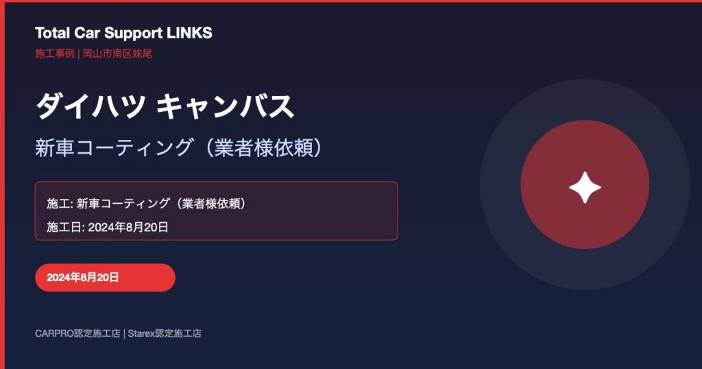 ダイハツ キャンバス 新車コーティング施工 Links Blog 47 Img 1 1024x538